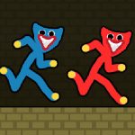 Rød og blå Stickman Huggy